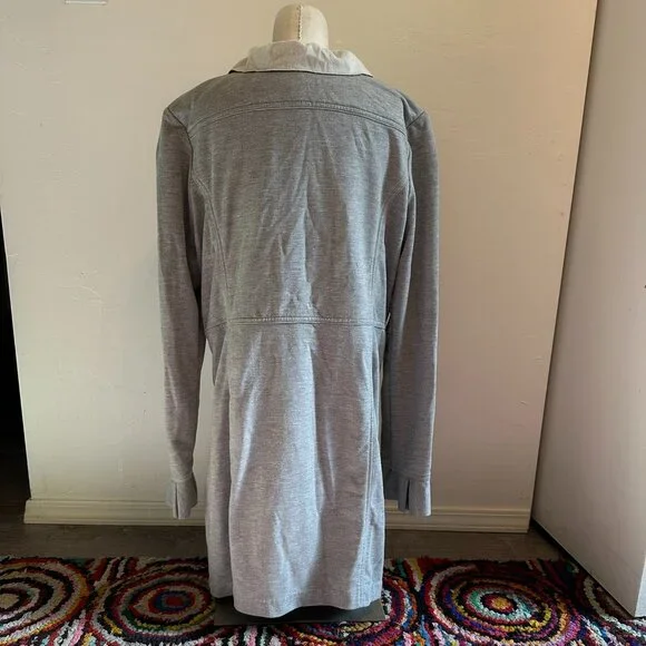 Kut from the Kloth Ruffled Gray Button-Up Mid-Length Jacket W Sz XL - Picture 4 of 10